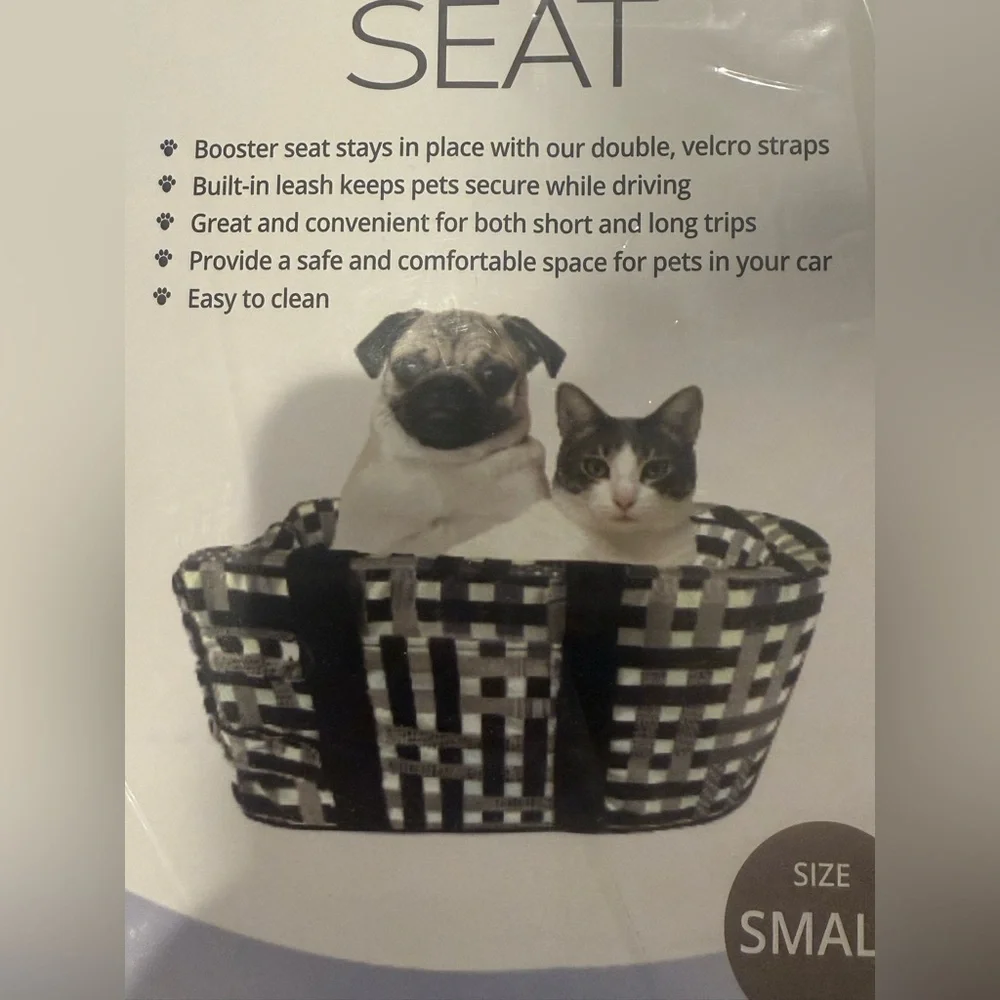 Dog Cat Car Seat - Black and White Pet Booster Seat